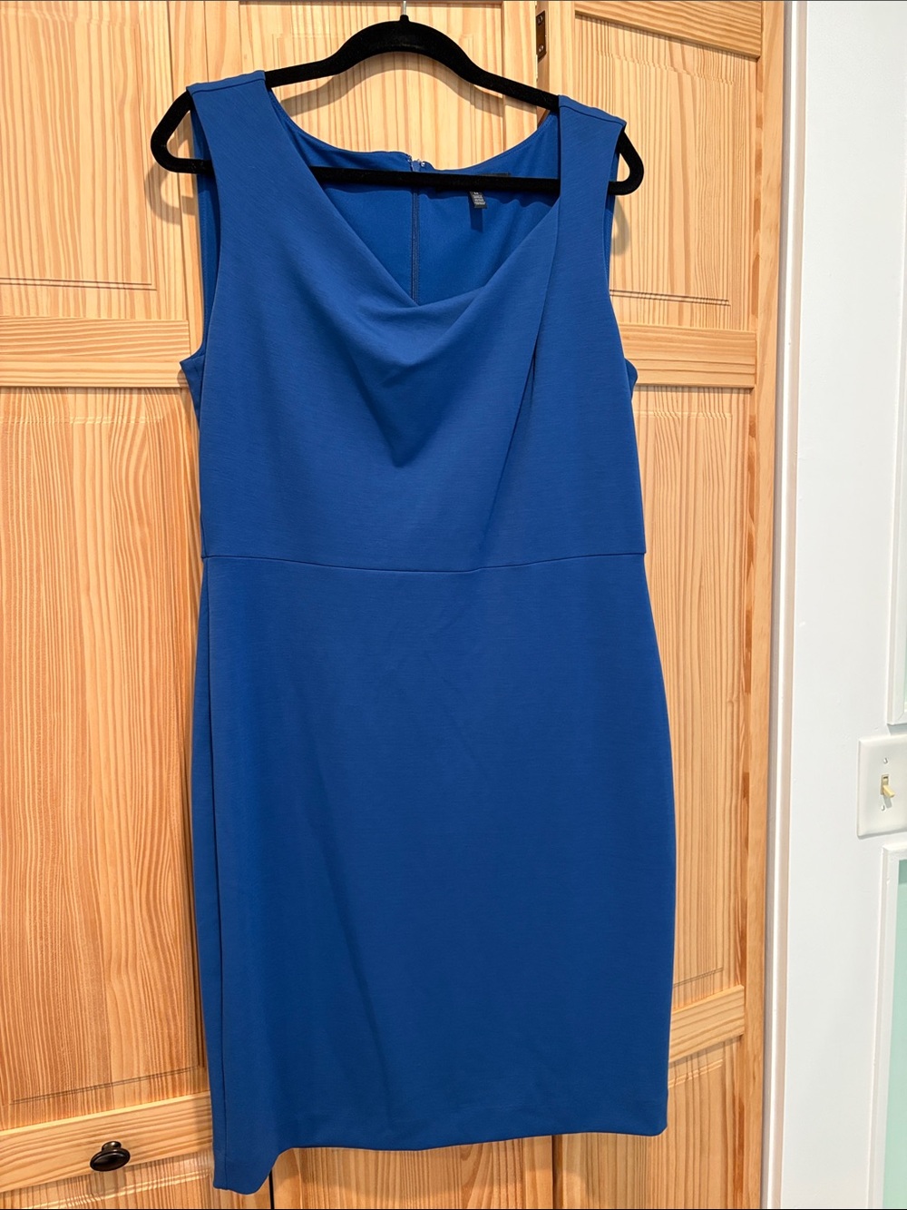 White House Black Market Sleeveless Asymmetrical Neck Dress in Blue